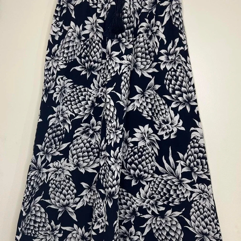 J. Crew white navy pineapple print skirt lined pull-on cotton Womens XXS